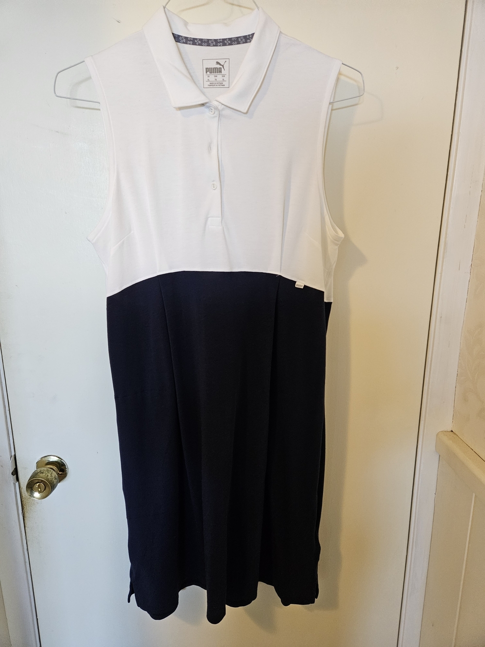 Puma White and Navy Sleeveless Polo Dress